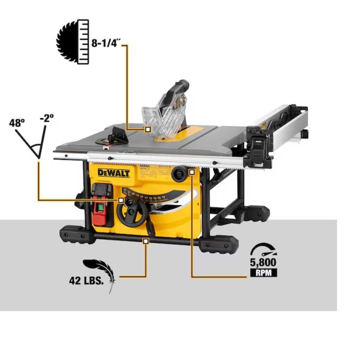 Sierra de mesa portatil de 8 1/4" y 15 Amp Dewalt DWE7485 + clavadora shop fox W1774 Cal 18