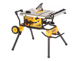 Sierra de mesa portatil de 10" y 15 Amp con soporte plegable con ruedas DeWalt DWE7491RS