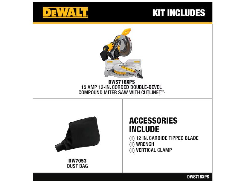 Sierra de inglete de 12 " doble bisel con luz de linea de corte Dewalt DWS716XPS