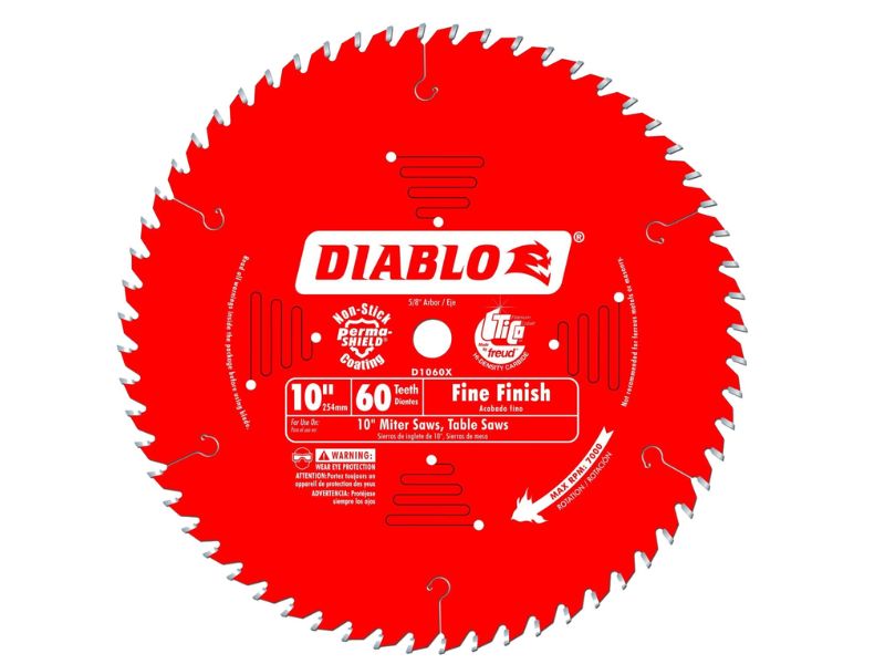 Disco diablo para sierra circular de acabado fino para madera de 10" x 60 dientes D1060X