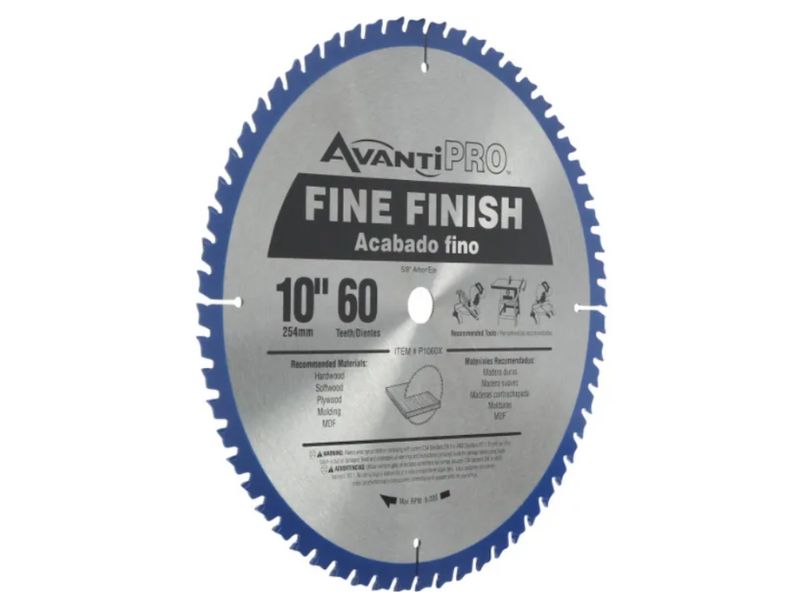 2 Discos de corte para madera acabado fino para sierra circular de 10" x 60 dientes Avanti Pro P106060PP