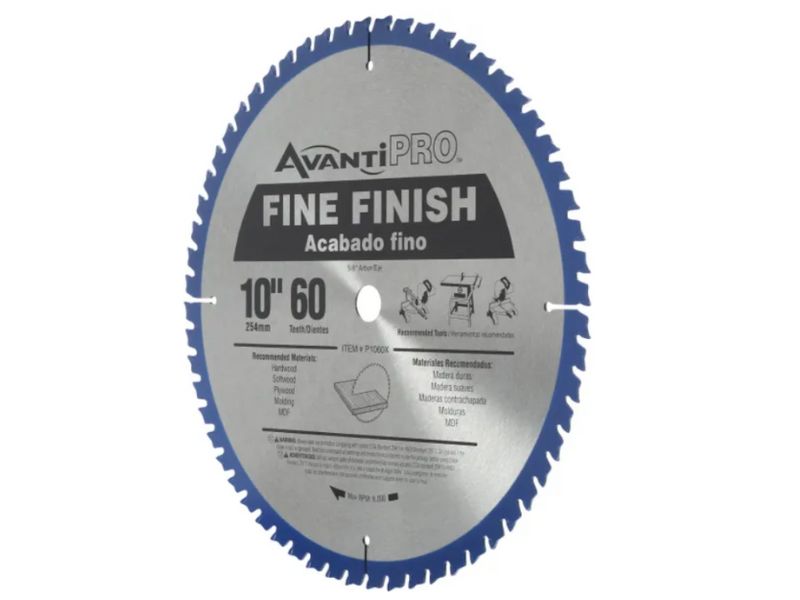 2 Discos de corte para madera acabado fino para sierra circular de 10" x 60 dientes Avanti Pro P106060PP
