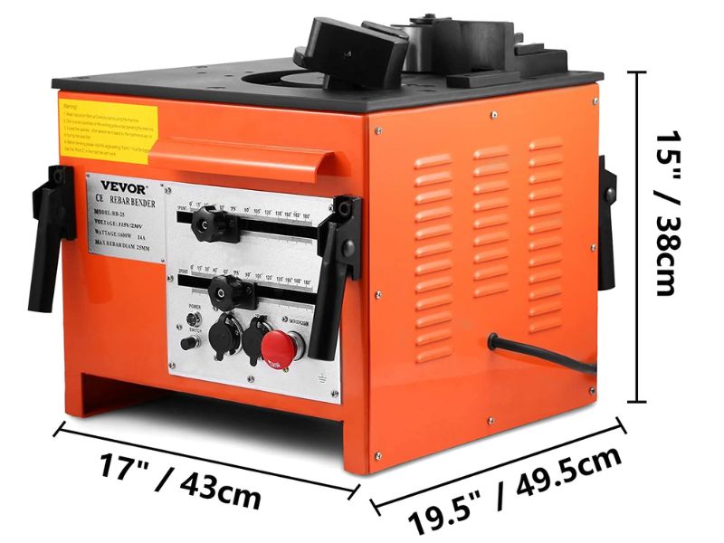Dobladora de varilla y barras de refuerzo de hasta 1" 25 mm Vevor