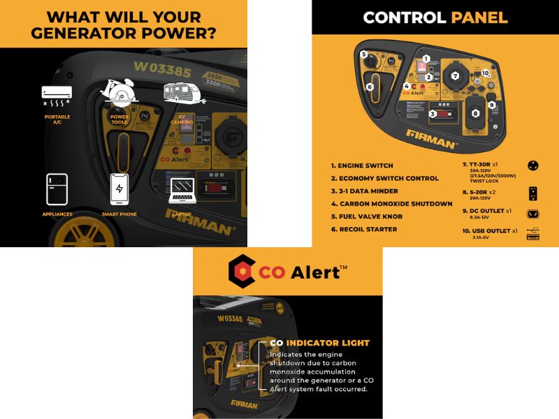 Generador inverter portatil a gasolina 3650 watts Firman W03385