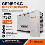 Generador de reserva para el hogar Generac Next Generation de 10000 W / 10 KW Generac 7321