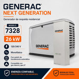 Generador de reserva para el hogar Generac Next Generation de 26000 W / 26 KW Generac 7328