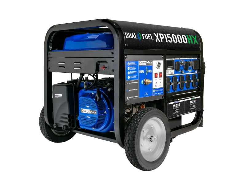 Generador portátil de combustible dual gasolina y propano de 15000 Watts DuroMax XP15000HX