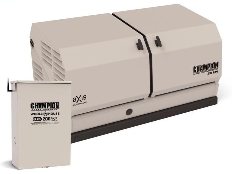 Generador de reserva a GN y GLP de 22000 Watts - 22 KW con interruptor de 200A Champion