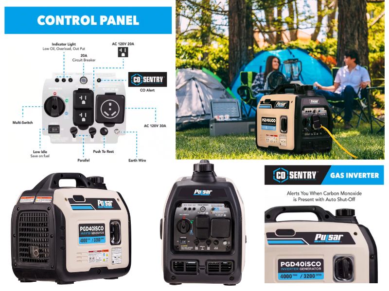 Generador inverter portatil a gasolina de 4000 watts Pulsar PGD40ISCO