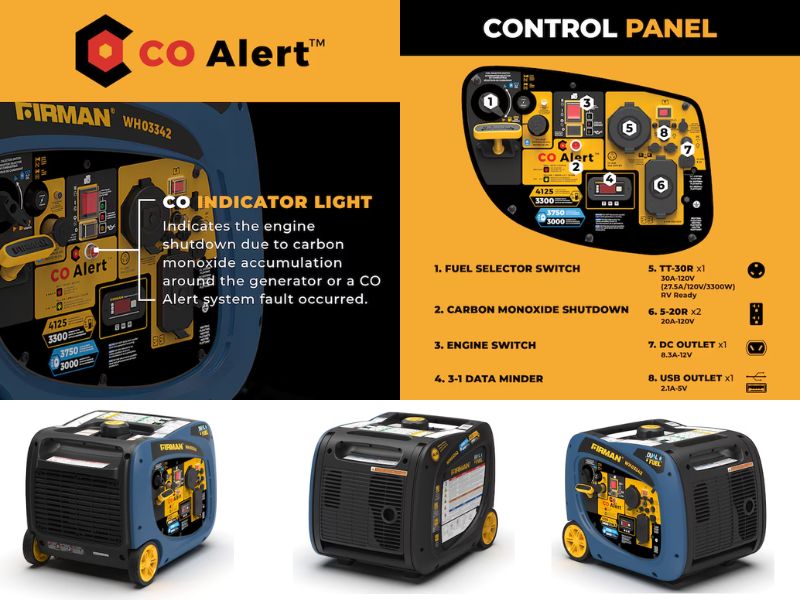 Generador inverter de combustible dual portatil de 4125W Firman WH03342