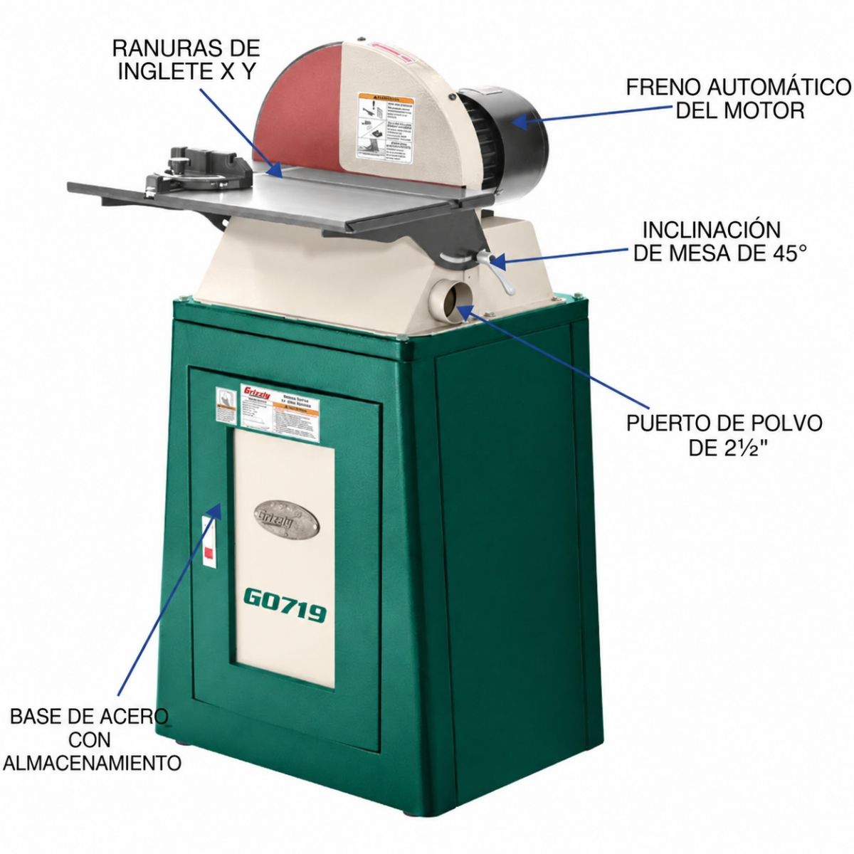 Lijadora de disco de 15" con freno electrónico Grizzly G0719