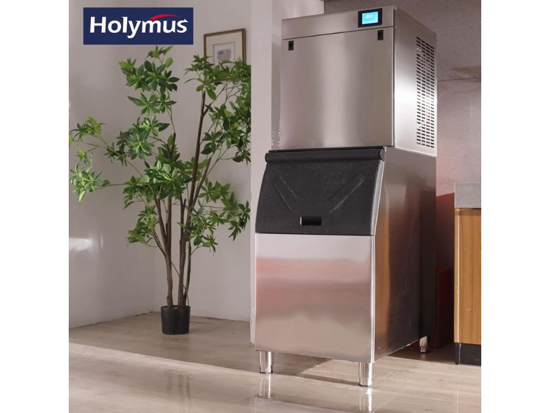 Máquina de hielo comercial de 250 kg/día - 550 lbs/24 hrs con almacenamiento de 350 lbs Holymus