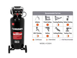 Compresor de aire eléctrico vertical portátil sin aceite de 20 galones y 200 PSI Husky