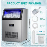 Maquina de hielo comercial de 160 lbs/ 72 kgs /24 hrs Hooure