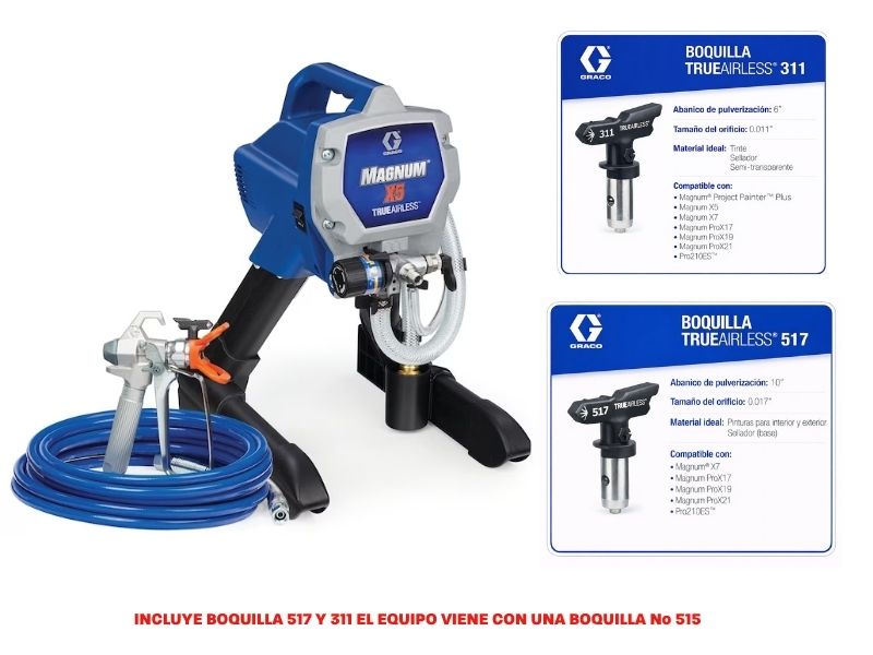 Maquina para pintar pulverizadora de pintura airless Graco X5 mas boquillas 311 y 517