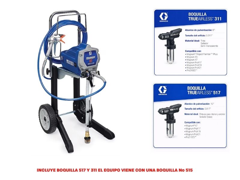 Maquina para pintar pulverizadora de pintura airless Graco X7 mas boquillas 311 y 517