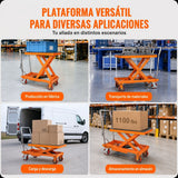 Carro con mesa elevadora hidraulica de capacidad de 1100 lbs / 500 kgs Vevor TFD50