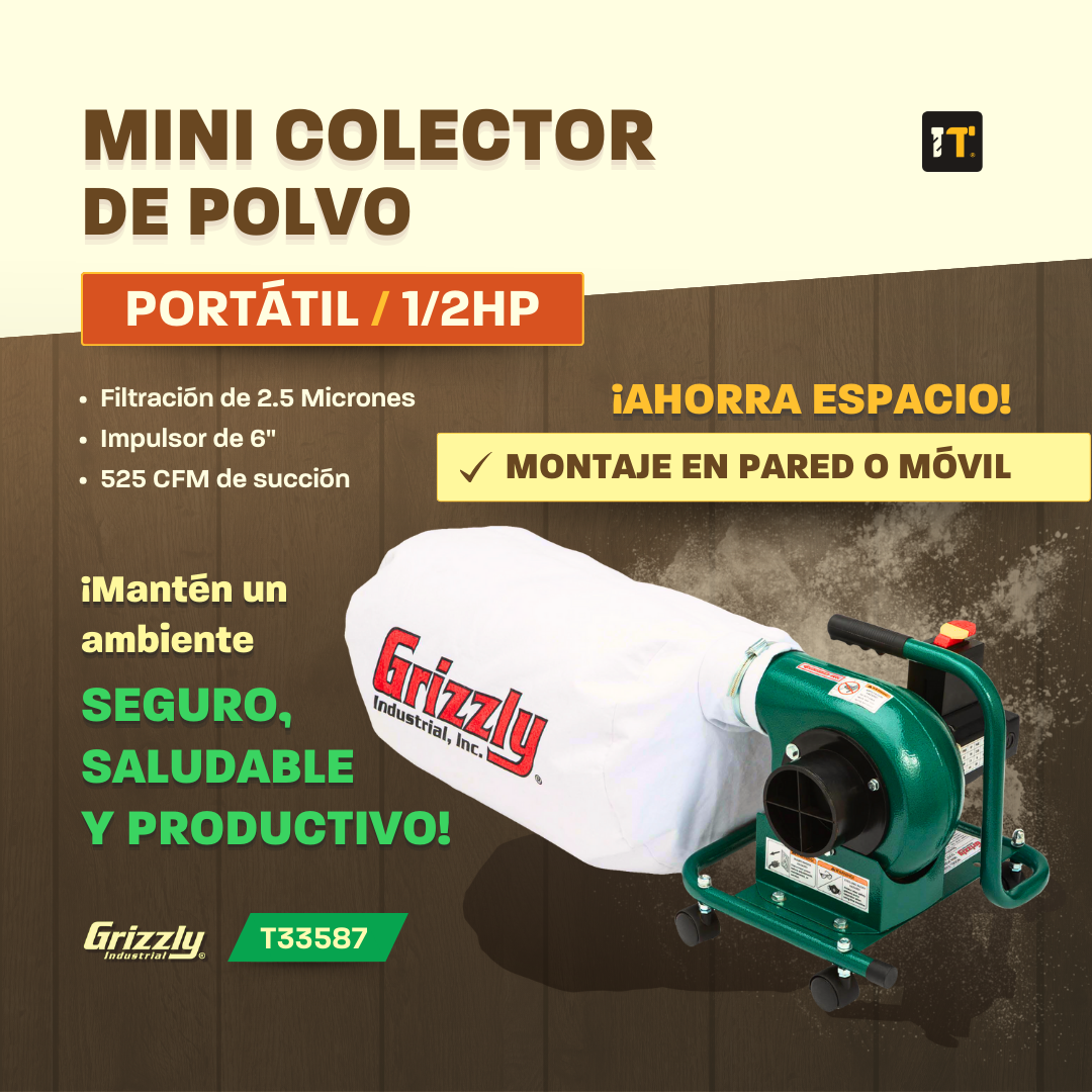 Mini colector de polvo portátil 1/2 HP Grizzly T33587