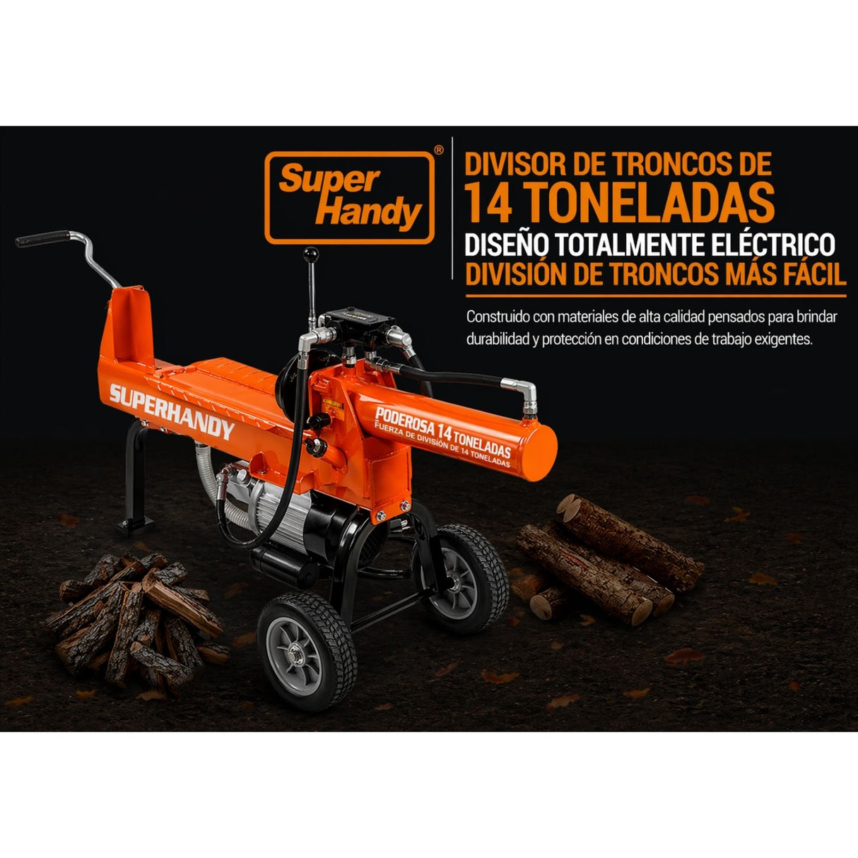 Cortadora de leña y troncos electrica de 14 ton y 2.5 hp Superhandy GUO084