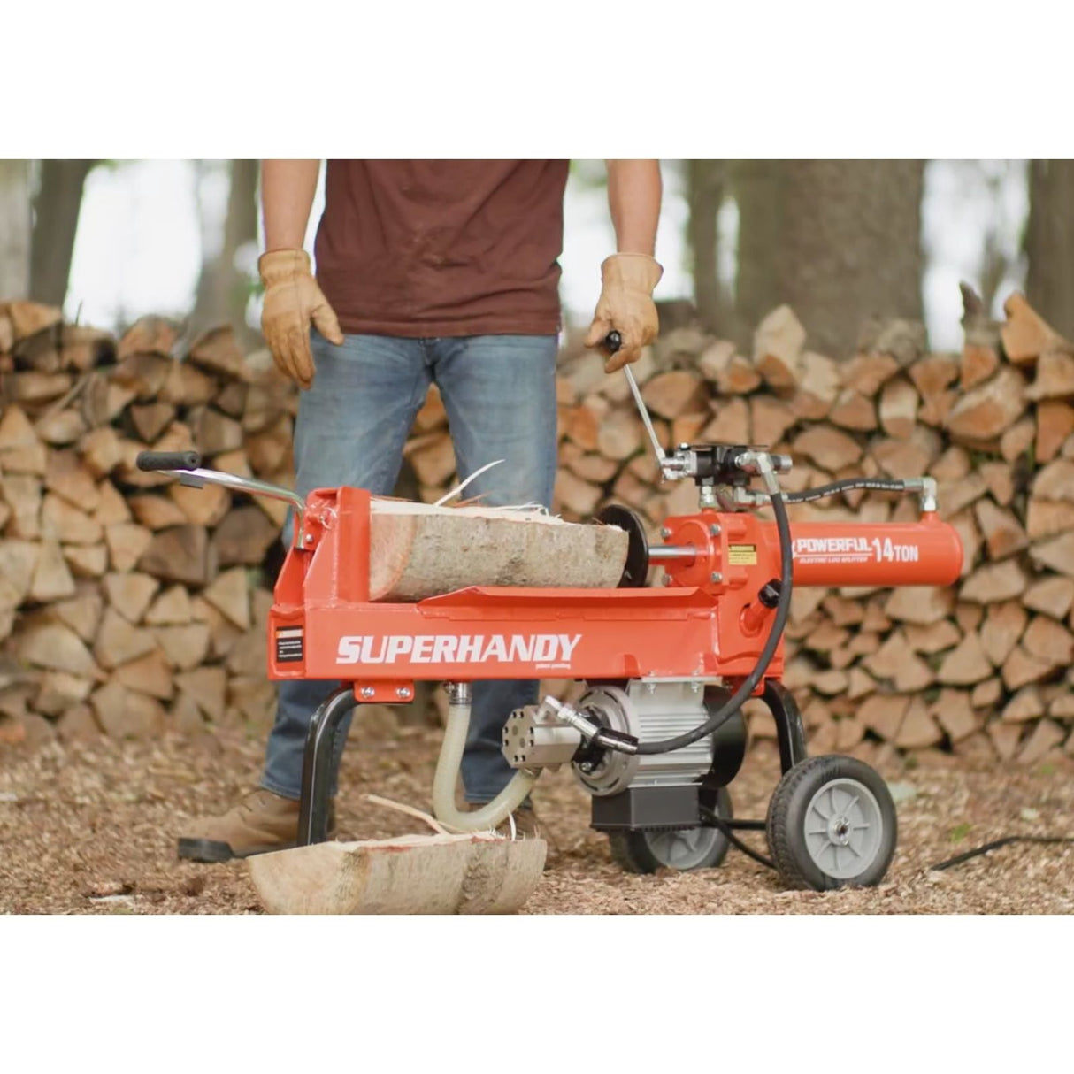 Cortadora de leña y troncos electrica de 14 ton y 2.5 hp Superhandy GUO084