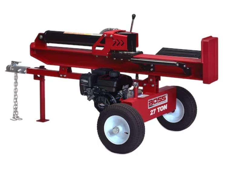 Cortadora de leña troncos horizontal y vertical de 27 ton con motor Briggs & Stratton de 6.5 HP Boss Industrial