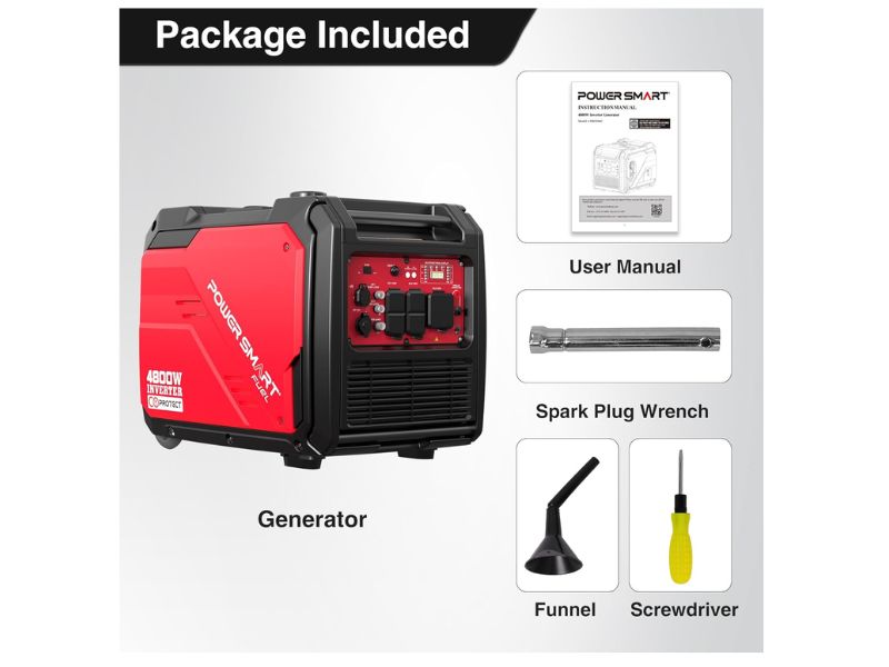 Generador inverter portátil silencioso a gasolina de 4800 Watts Power Smart