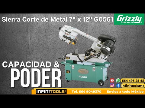 Sierra de cinta para corte de metal de 7" x 12" y 1 HP Grizzly G0561