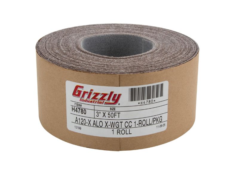 Rollo de lija de 3" x 50' A/O, grano 120, H&L Grizzly H4780