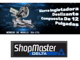 Sierra de inglete deslizante de un bisel de 12" y 15 Amp con guía laser Delta Shopmaster S26-272L