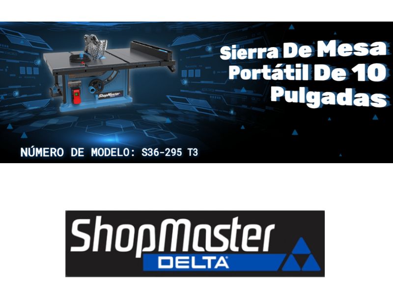 Sierra de banco portatil de 10" y 15 Amp Delta Shopmaster S36-295T3