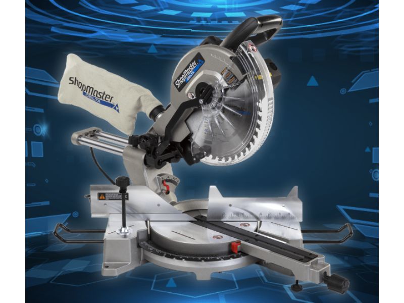 Sierra de inglete deslizante de un bisel de 12" y 15 Amp con guía laser Delta Shopmaster S26-272L