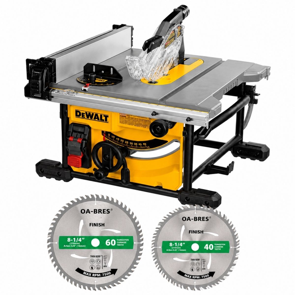 Sierra de mesa portatil de 8-1/4" Dewalt DWE7485 + 2 discos OA-BRES de 40 y 60 dientes