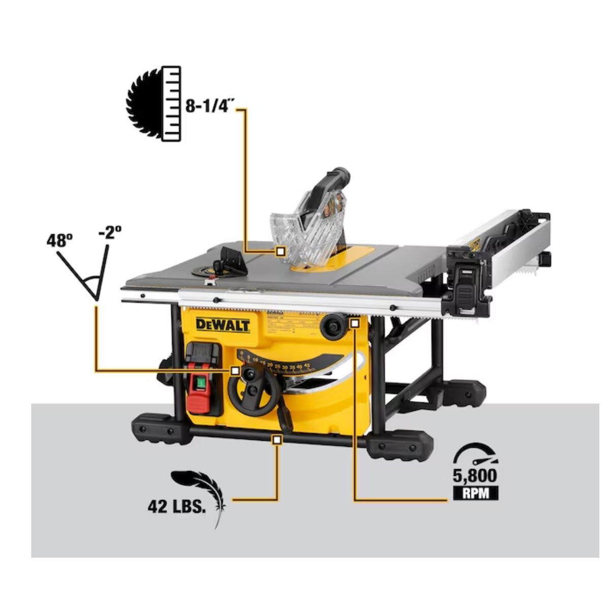 Sierra de mesa portatil de 8 1/4" y 15 Amp Dewalt DWE7485 + clavadora shop fox W1774 Cal 18