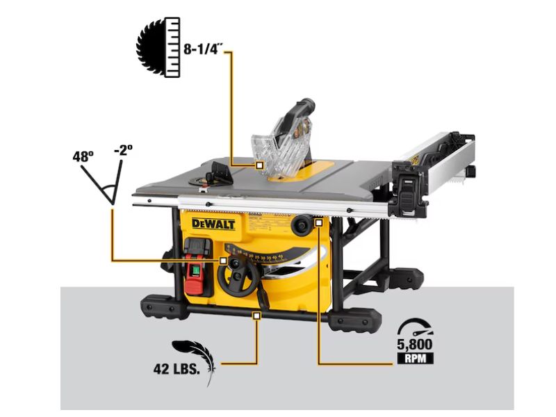 Sierra de mesa portatil de 8 1/4" y 15 Amp Dewalt DWE7485