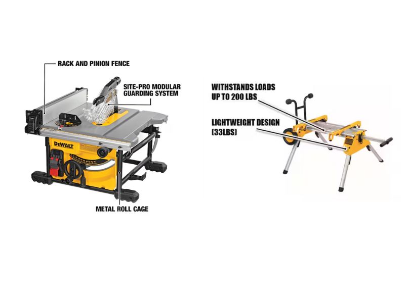 Sierra de banco portátil Dewatl de 8-1/4" con soporte rodante Dewalt DW7440RS