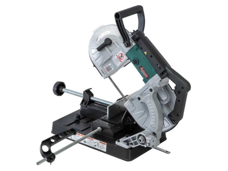 Sierra de cinta portátil para cortar metal  de 4-1/2" con soporte Grizzly T34441