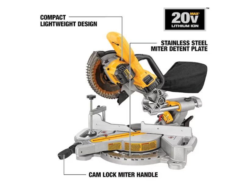 Sierra de inglete inhalambrica de 7-1/4" telescopica con bateria y cargador Dewalt DCS361M1