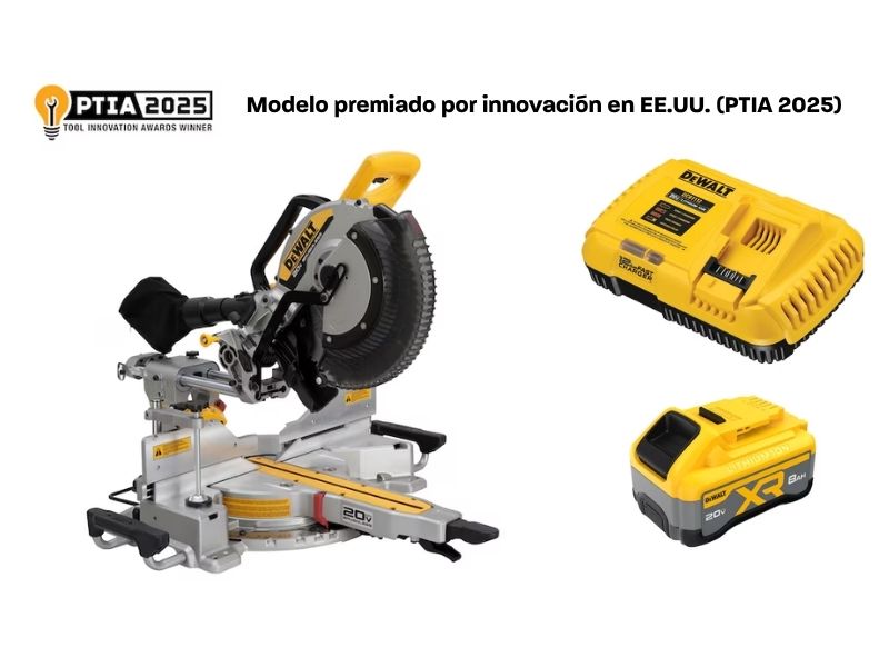 Sierra de inglete de doble bisel telescopica inhalambrica de 12" incluye cargador y pila Dewalt DCS785B