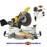 SIerra de inglete de 12" doble bisel Dewalt DWS779 + Clavadora shop Fox Cal 18 W1774