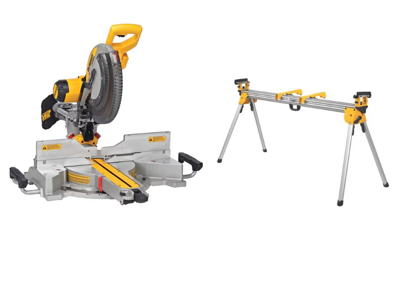 Sierra de inglete telescopica 12" doble bisel con luz de linea de corte DWS780 + soporte dewalt DWX723