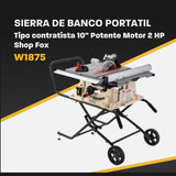 Sierra me mesa 10" y 2 hp Shop Fox W1875 + Sierra de Inglete de 12" doble bisel Dewalt DWS779