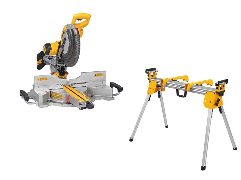 Sierra de inglete de 12" y doble bisel Dewalt DWS780 + soporte Dewalt DWX724