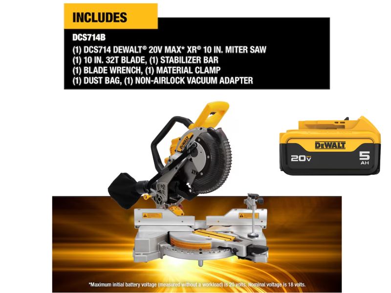 Sierra de inglete inhalambrica de 10" doble bisel 20V XR Dewalt DCS714B + bateria 5AH