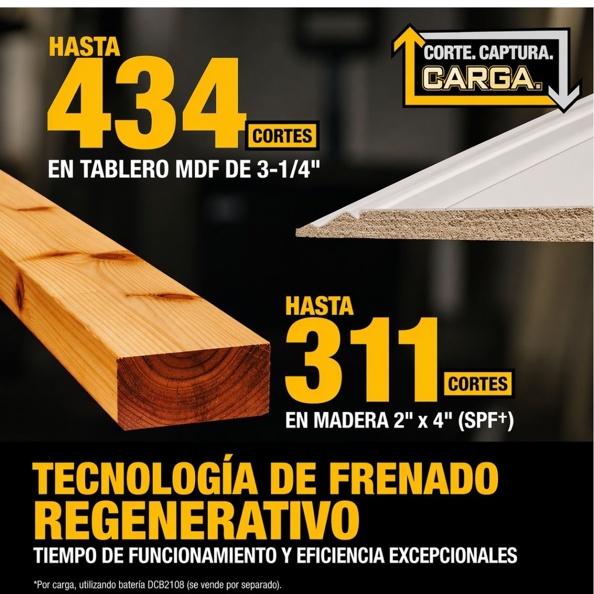 Sierra de inglete inalambrica de 10" doble bisel 20V XR Dewalt DCS714B + bateria 5AH