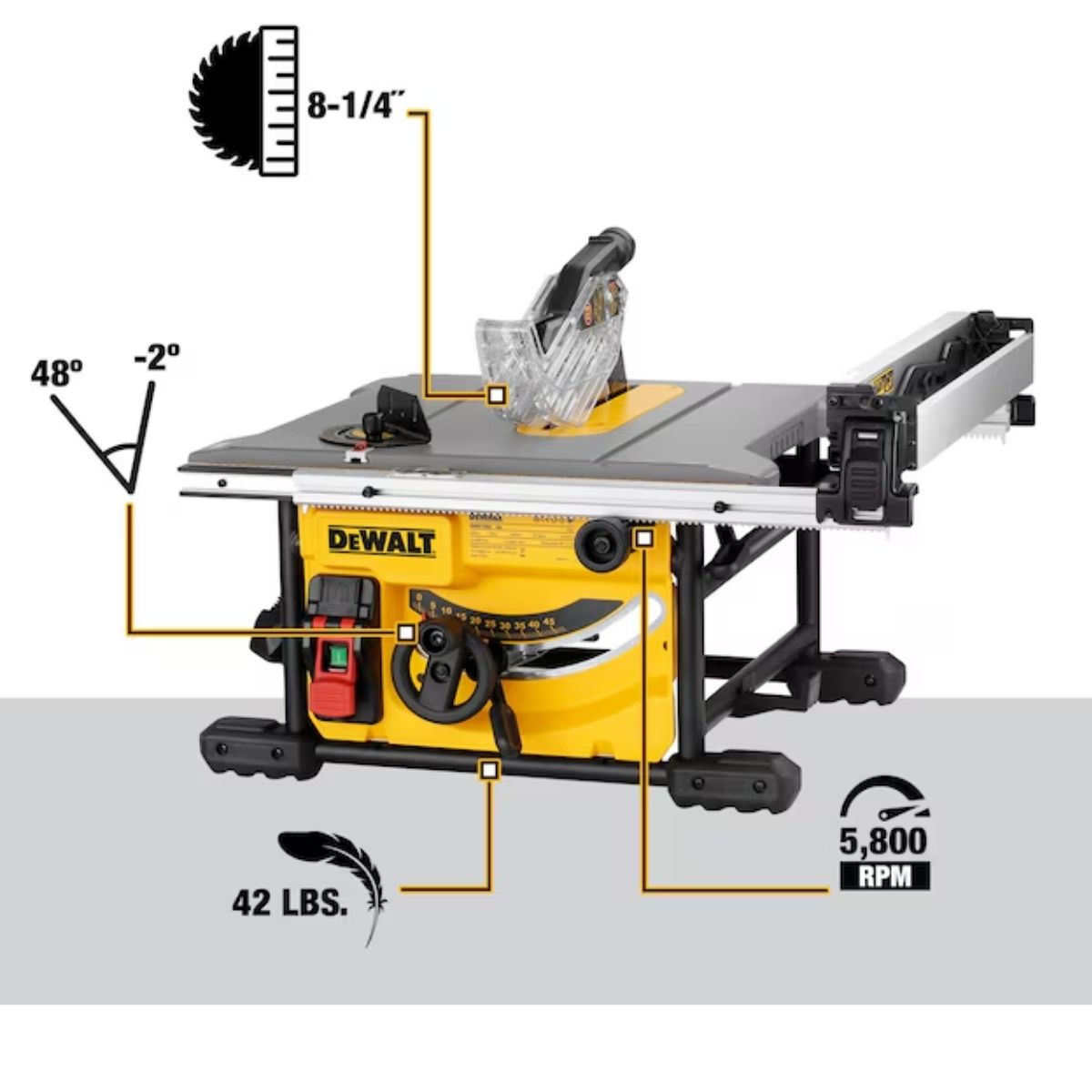 Sierra de mesa compacta 8-1/4 Dewalt Dwe7485 + 3 Discos Extra