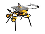 Sierra de mesa portatil de 10" y 15 Amp con soporte plegable con ruedas DeWalt DWE7491RS