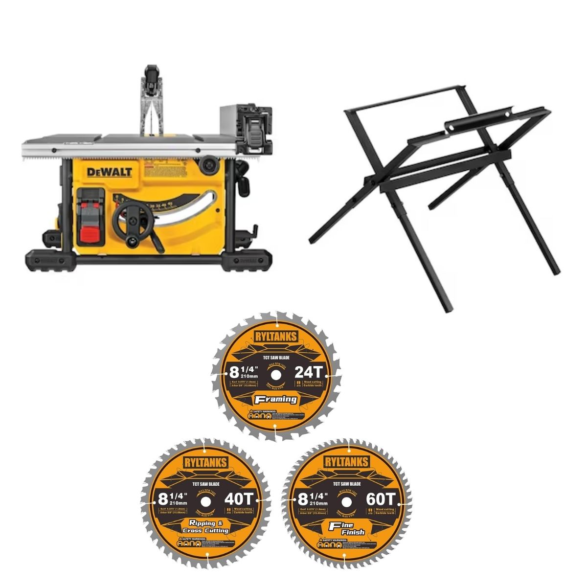 Sierra de mesa portatil de 8-1/4" con soporte Dewalt DWE7485WS + 3 discos extra de 24, 40 y 60 dientes