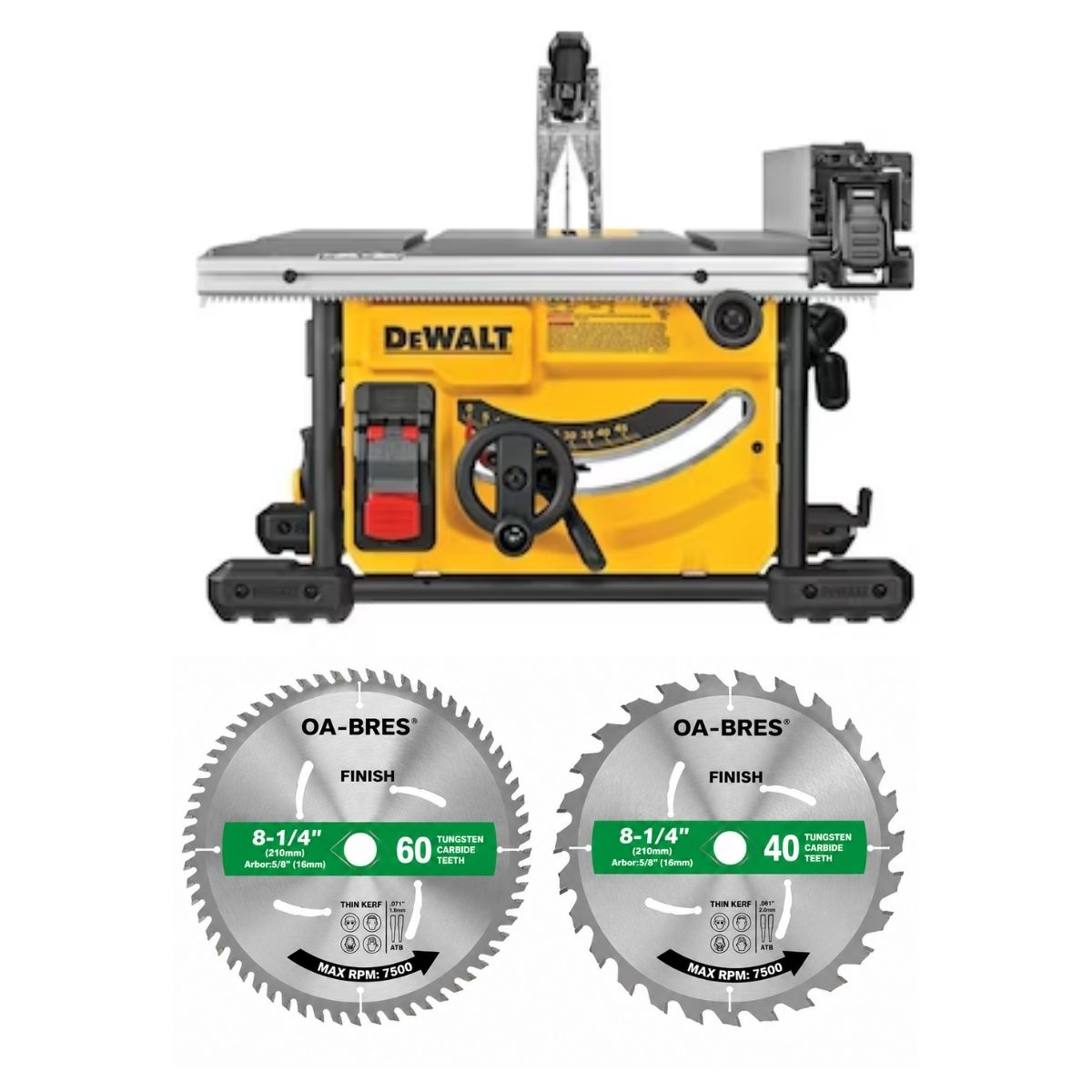 Sierra de mesa portatil de 8-1/4" Dewalt DWE7485 + 2 discos OA-BRES de 40 y 60 dientes
