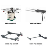 Sierra de mesa hibrida de 10" y 2 hp Grizzly G0771Z con mesa de extension y bases moviles