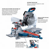 Sierra ingletadora inalámbrica deslizante de 12" y 18V doble bisel Bosch GCM18V-12SDN Profactor